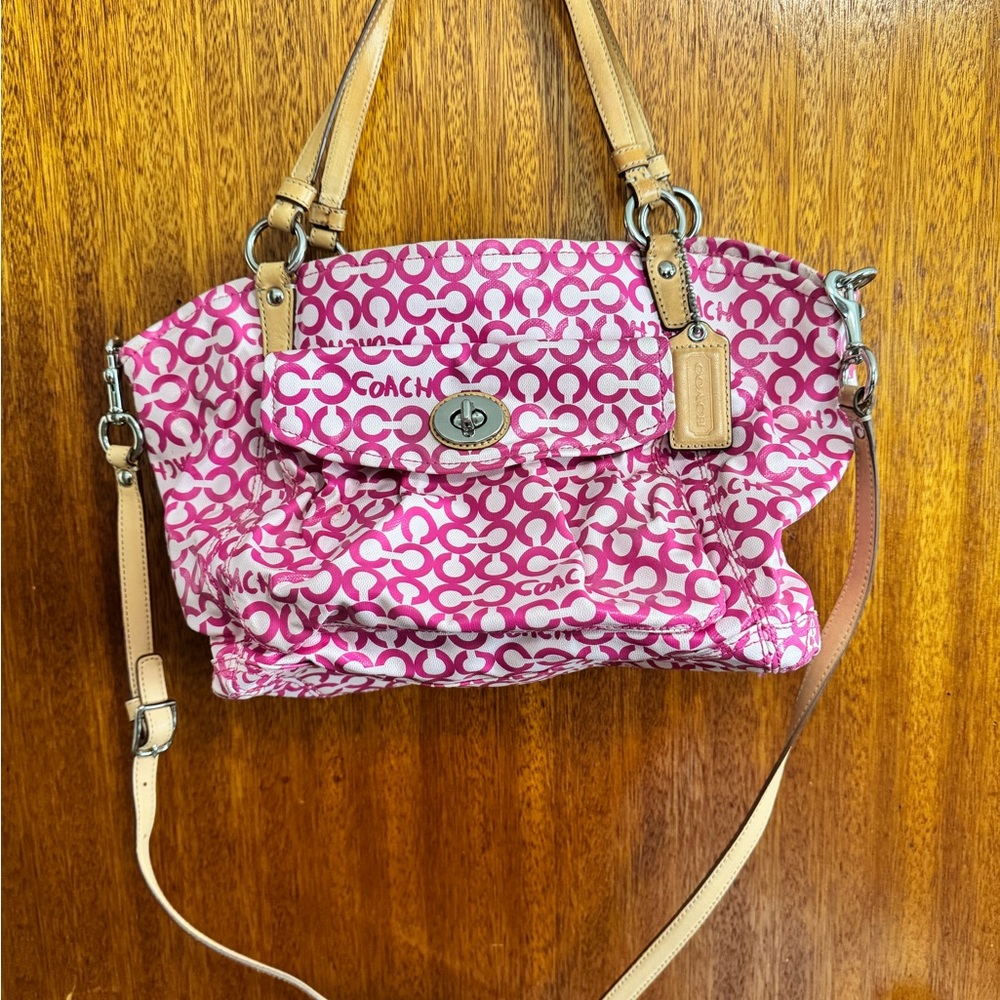 Vintage Coach Pink Signature Shoulder Bag